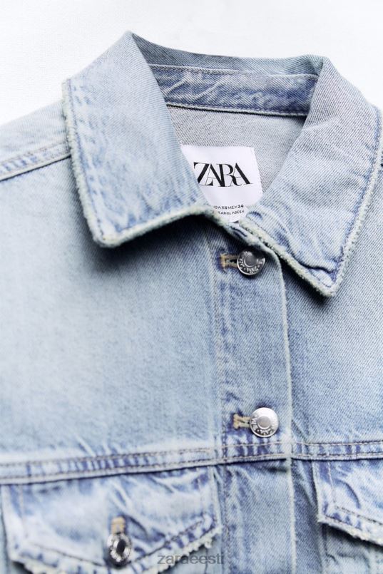 Zara trf crop teksajakk naised sinine Riietus 42F0H70