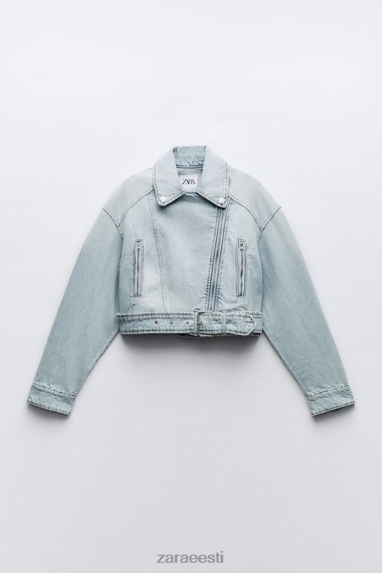 Zara trf denim biker jope naised helesinine Riietus 42F0H63