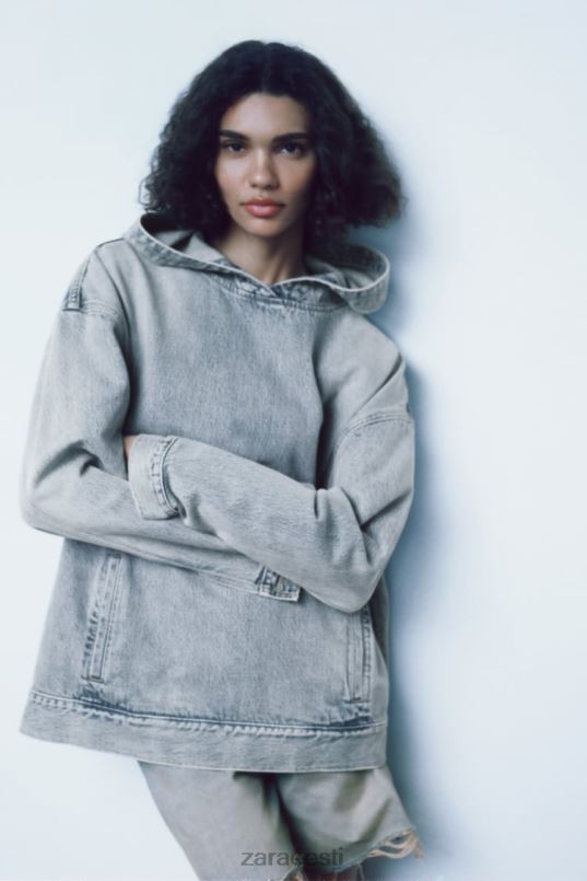 Zara trf denim dressipluus naised sinine Riietus 42F0H45