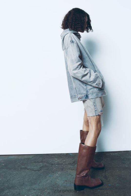 Zara trf denim dressipluus naised sinine Riietus 42F0H45