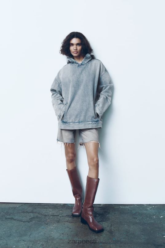 Zara trf denim dressipluus naised sinine Riietus 42F0H45