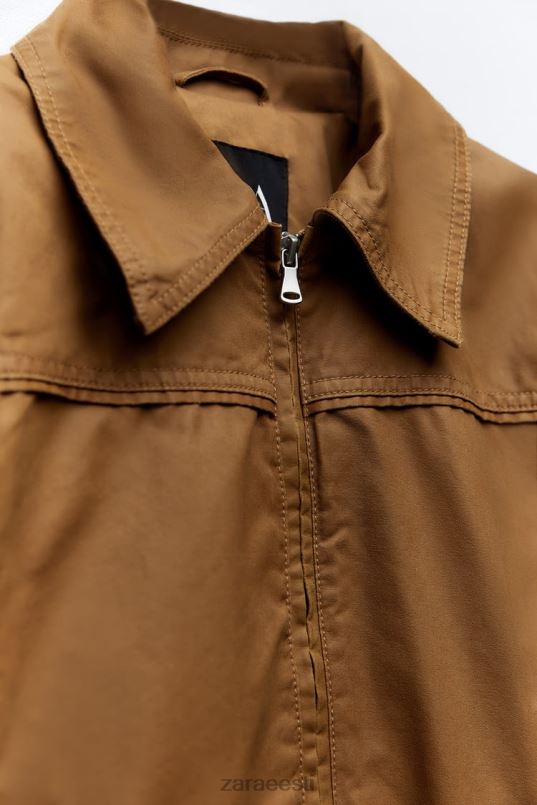 Zara vahatatud puuvillane crop jope naised pruun Riietus 42F0H88