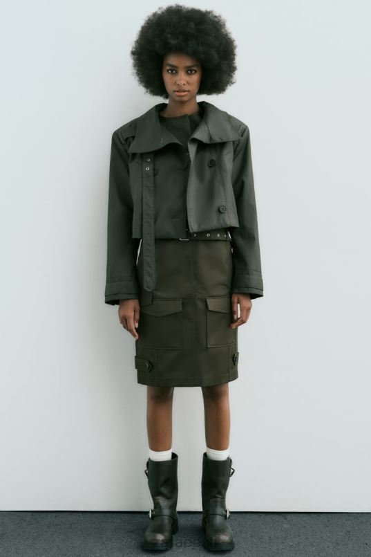 Zara vahatatud viljakraav naised tume khaki Riietus 42F0H61