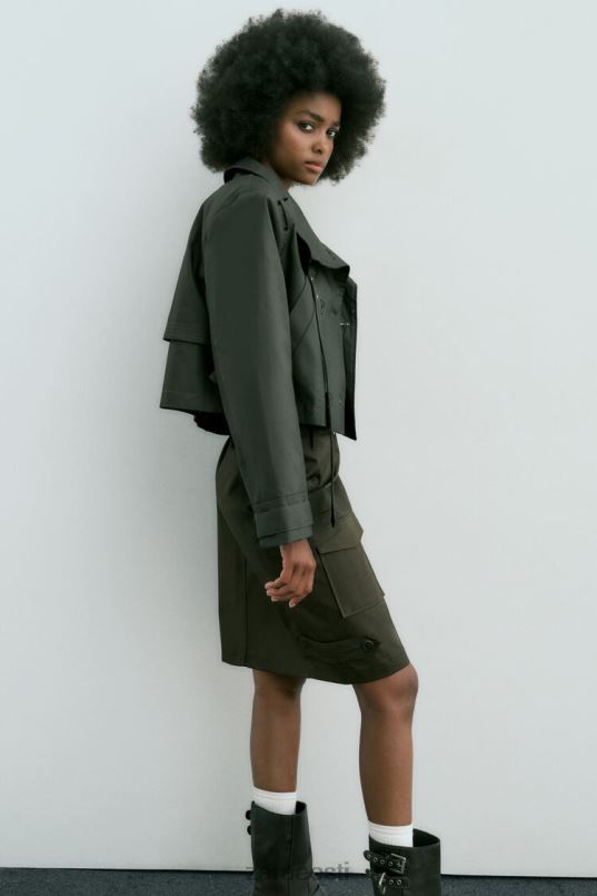 Zara vahatatud viljakraav naised tume khaki Riietus 42F0H61