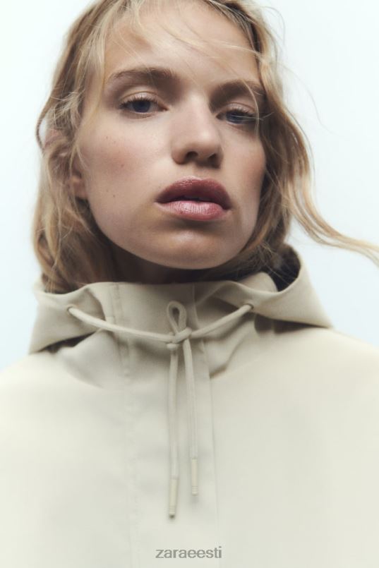 Zara vee- ja tuulekaitsega kummeeritud vihmamantel naised ekru Riietus 42F0H40