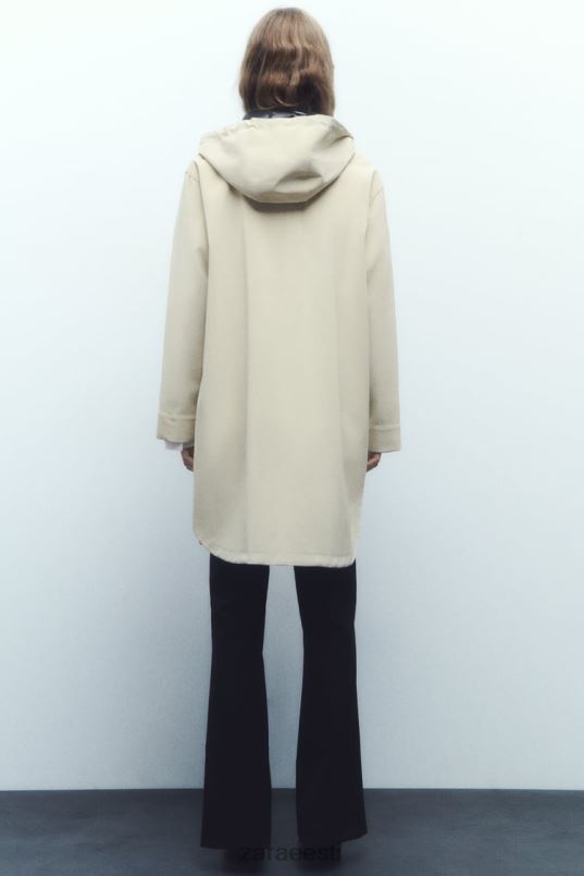 Zara vee- ja tuulekaitsega kummeeritud vihmamantel naised ekru Riietus 42F0H40