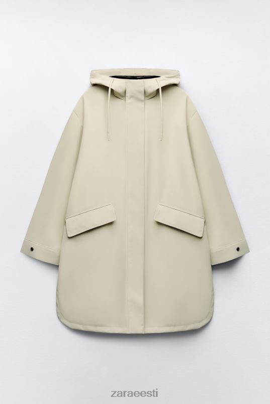 Zara vee- ja tuulekaitsega kummeeritud vihmamantel naised ekru Riietus 42F0H40