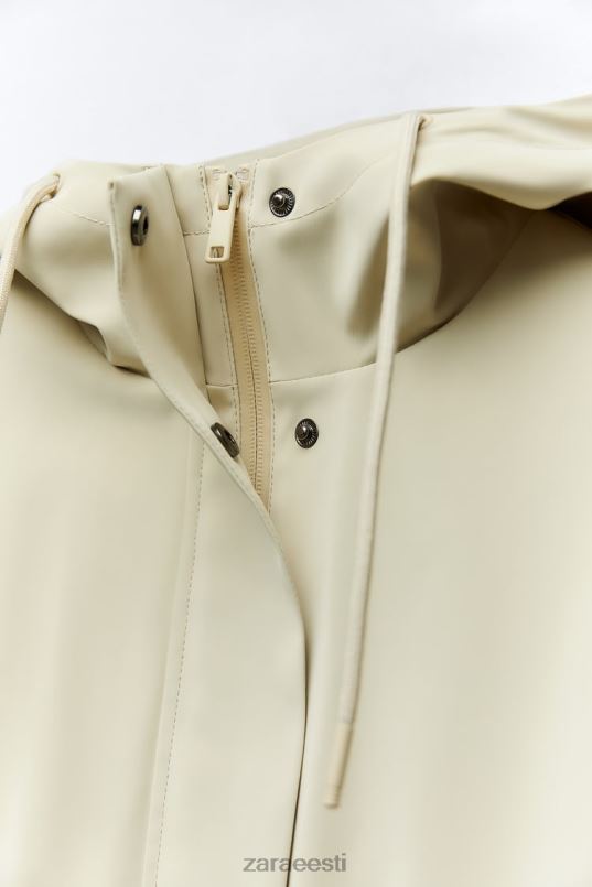 Zara vee- ja tuulekaitsega kummeeritud vihmamantel naised ekru Riietus 42F0H40