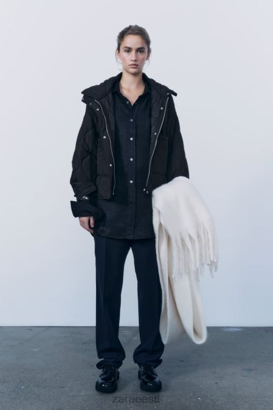 Zara vetthülgav puffjakk naised must Riietus 42F0H39