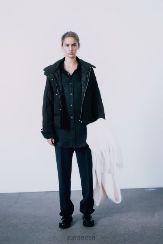 Zara vetthülgav puffjakk naised must Riietus 42F0H39