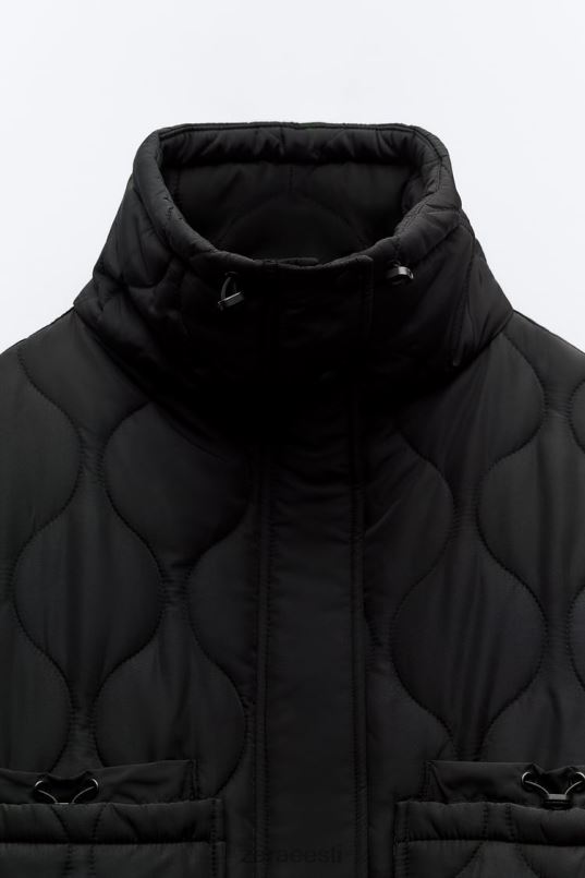 Zara vetthülgav puffjakk naised must Riietus 42F0H39