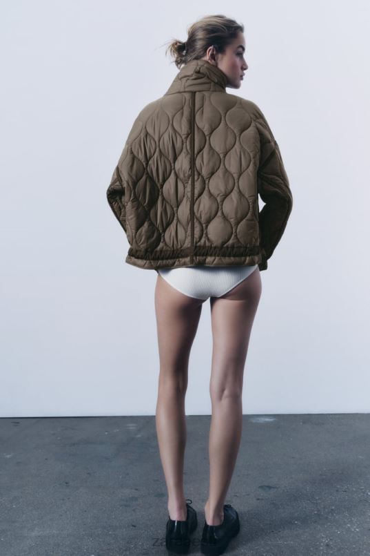 Zara vetthülgav puffjakk naised taupe hall Riietus 42F0H22