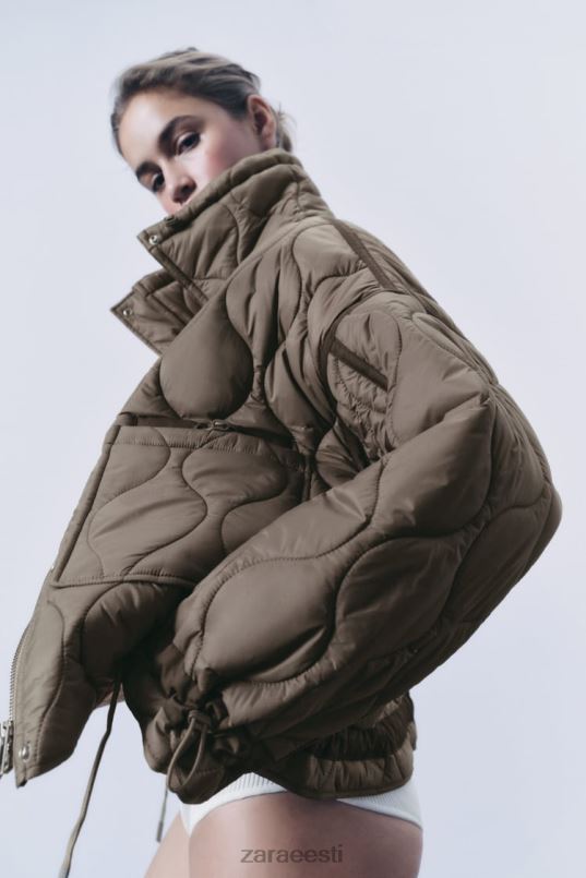 Zara vetthülgav puffjakk naised taupe hall Riietus 42F0H22