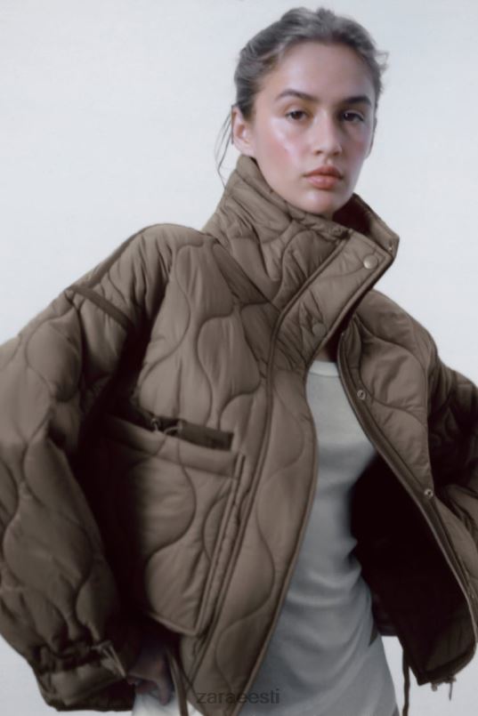 Zara vetthülgav puffjakk naised taupe hall Riietus 42F0H22