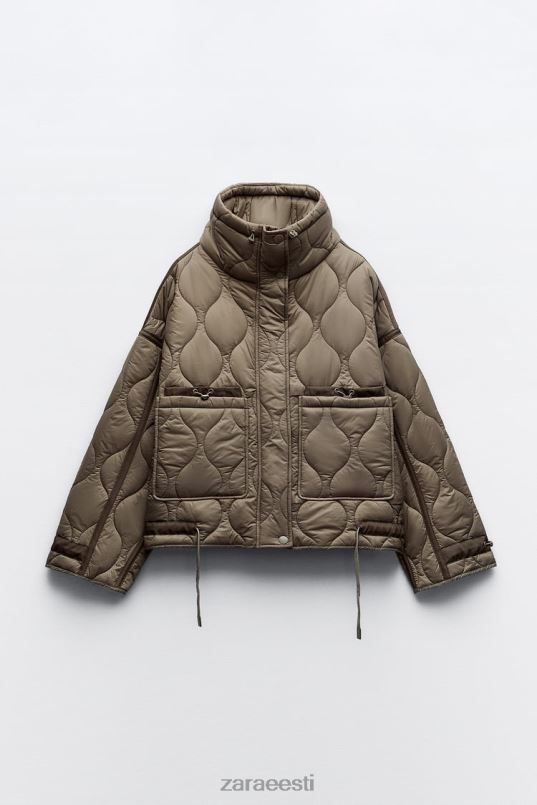 Zara vetthülgav puffjakk naised taupe hall Riietus 42F0H22