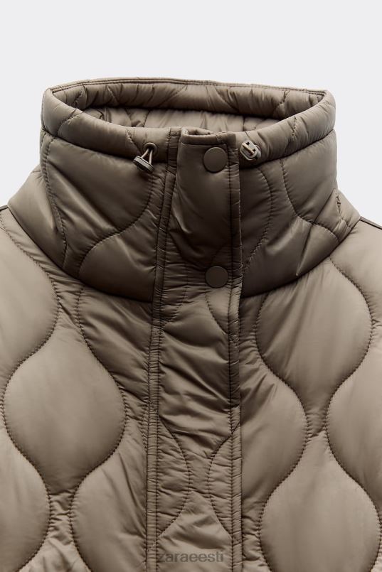 Zara vetthülgav puffjakk naised taupe hall Riietus 42F0H22