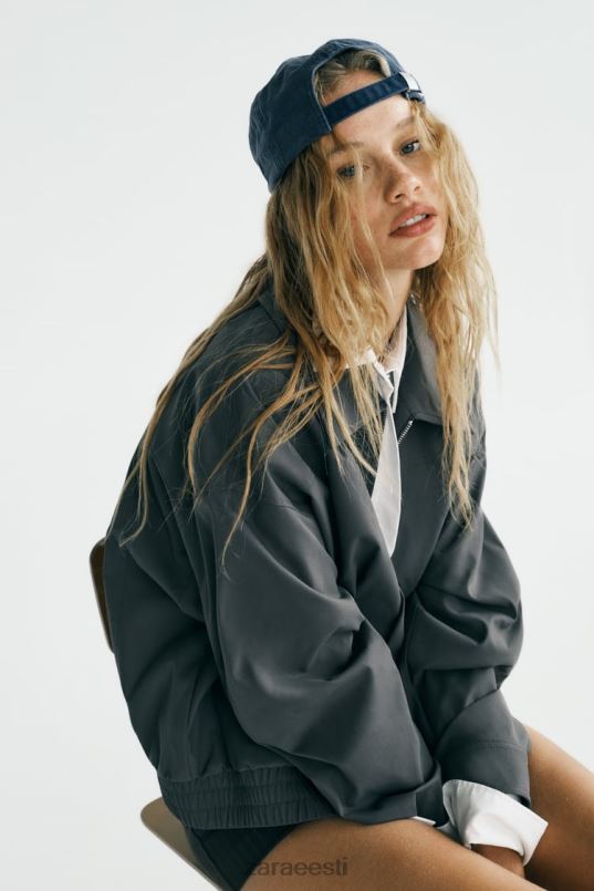 Zara vetthülgav sirge lõikega bomber jope naised tumehall Riietus 42F0H64