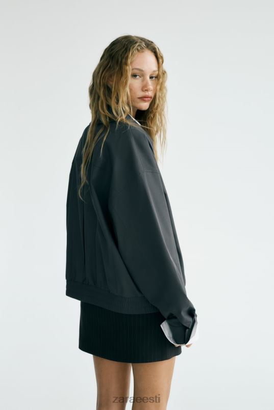 Zara vetthülgav sirge lõikega bomber jope naised tumehall Riietus 42F0H64