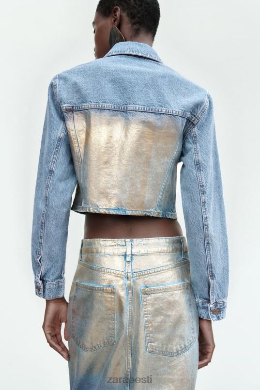 Zara z1975 kärbitud metallist teksajakk naised keskmine sinine Riietus 42F0H71