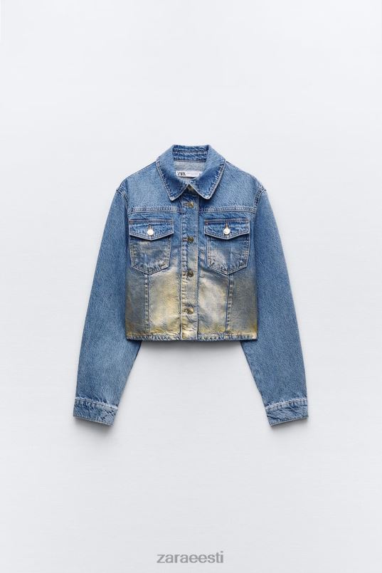 Zara z1975 kärbitud metallist teksajakk naised keskmine sinine Riietus 42F0H71