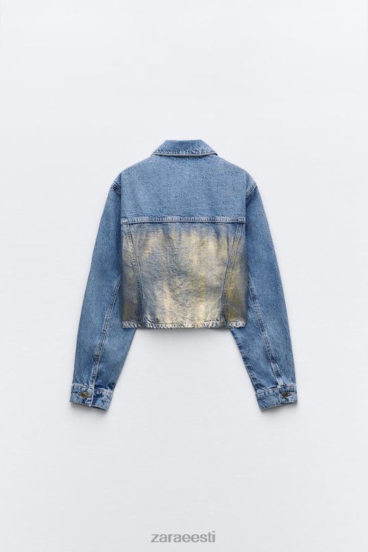 Zara z1975 kärbitud metallist teksajakk naised keskmine sinine Riietus 42F0H71