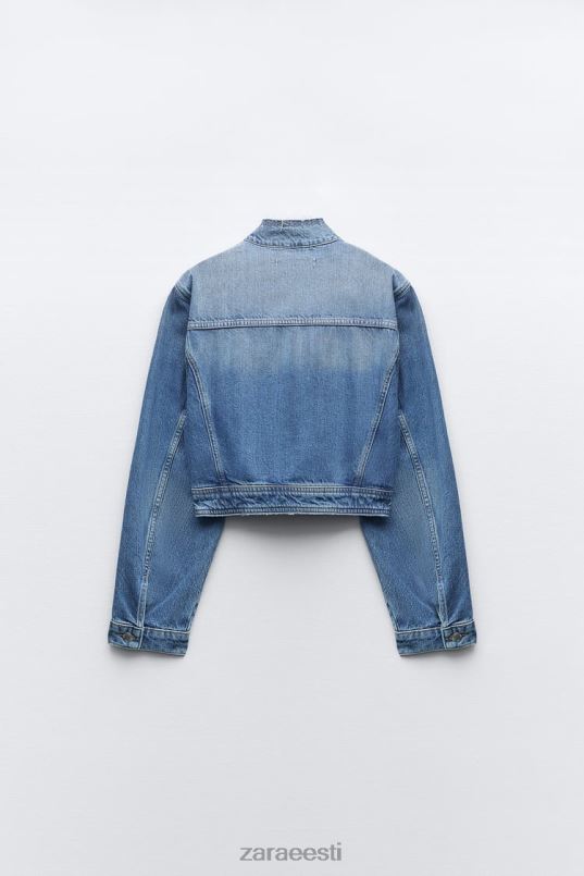 Zara z1975 kulunud kärbitud teksajakk naised keskmine sinine Riietus 42F0H124