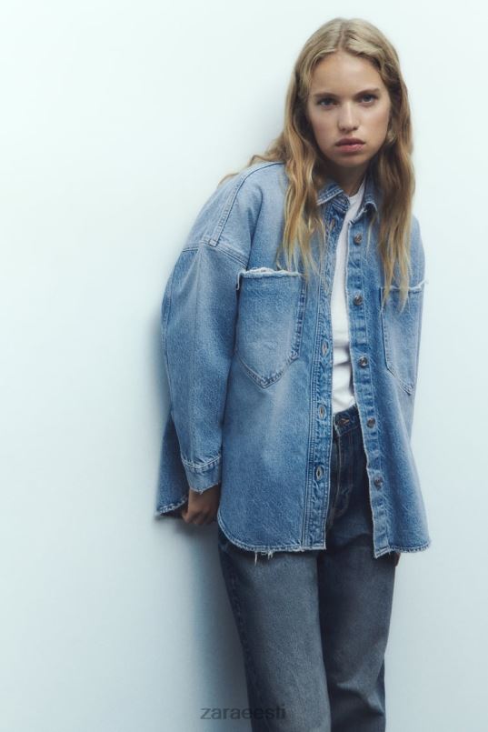 Zara z1975 ülisuur teksapealne särk naised keskmine sinine Riietus 42F0H69