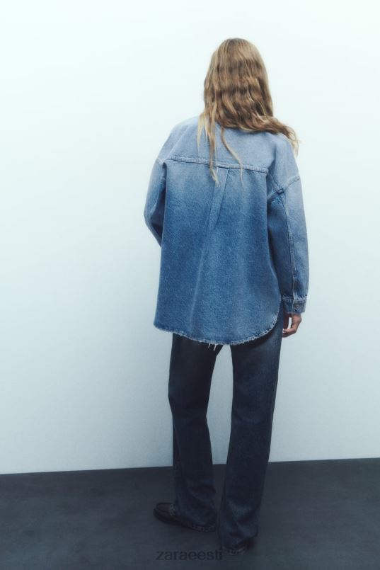 Zara z1975 ülisuur teksapealne särk naised keskmine sinine Riietus 42F0H69