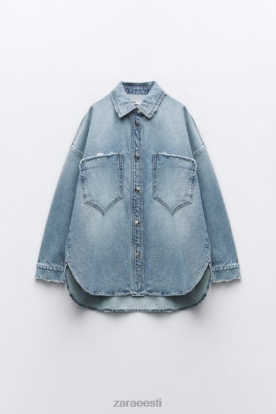 Zara z1975 ülisuur teksapealne särk naised keskmine sinine Riietus 42F0H69