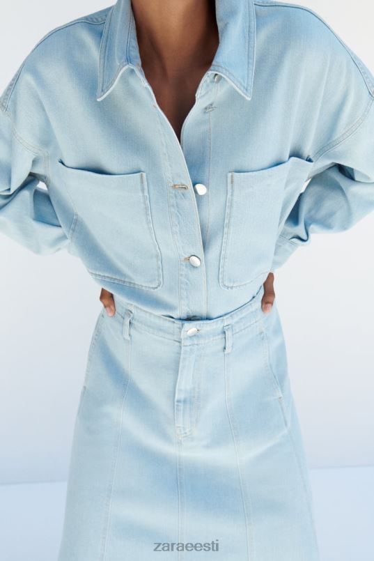 Zara z1975 teksajakk naised keskmine sinine Riietus 42F0H129