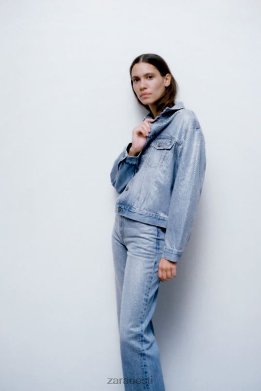 Zara zw rhinestone teksajakk naised tuhmunud sinine Riietus 42F0H126