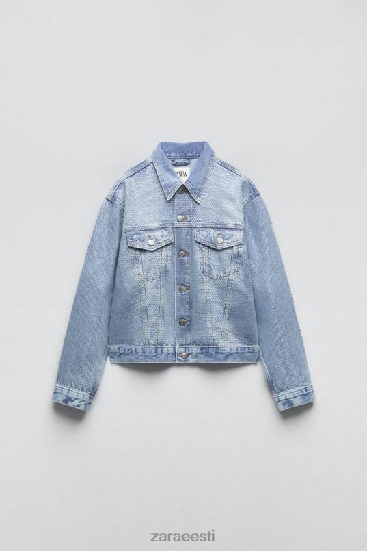 Zara zw rhinestone teksajakk naised tuhmunud sinine Riietus 42F0H126