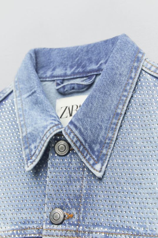 Zara zw rhinestone teksajakk naised tuhmunud sinine Riietus 42F0H126