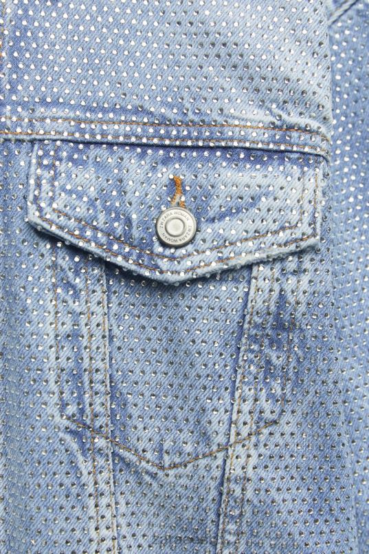 Zara zw rhinestone teksajakk naised tuhmunud sinine Riietus 42F0H126
