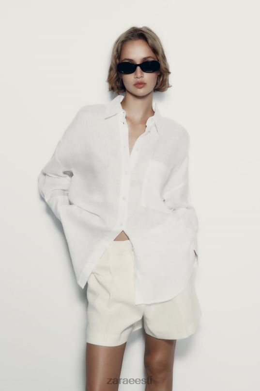Zara 100% linane särk naised valge Riietus 42F0H303