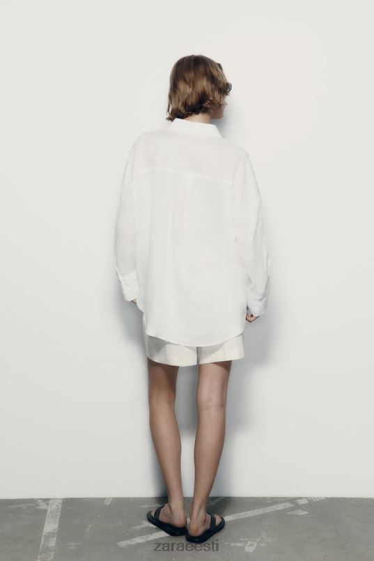 Zara 100% linane särk naised valge Riietus 42F0H303