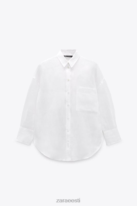 Zara 100% linane särk naised valge Riietus 42F0H303