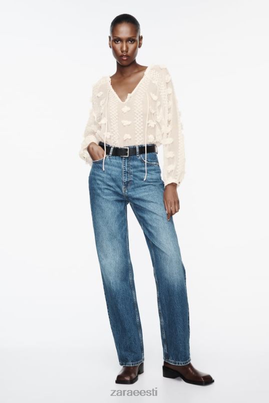 Zara 3D lilleline särk naised ekru Riietus 42F0H310