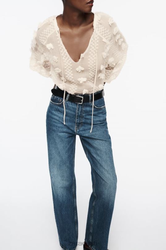 Zara 3D lilleline särk naised ekru Riietus 42F0H310