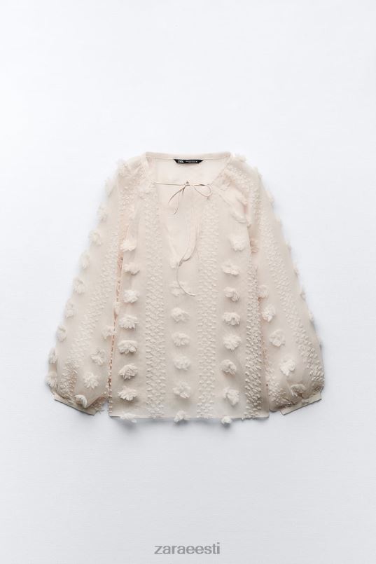 Zara 3D lilleline särk naised ekru Riietus 42F0H310