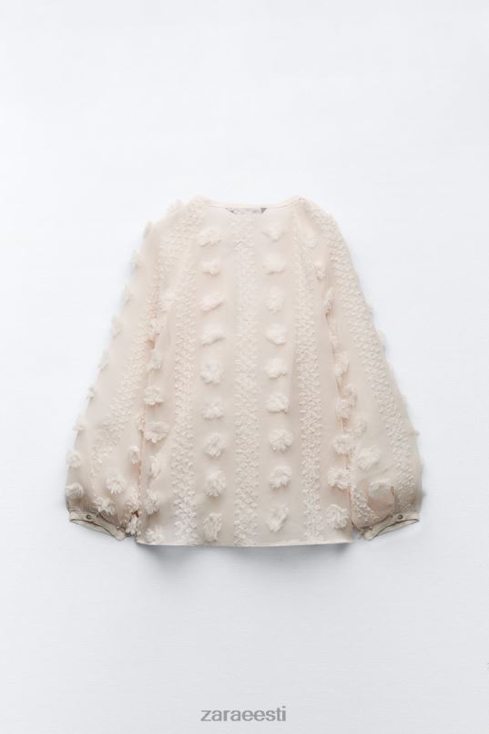 Zara 3D lilleline särk naised ekru Riietus 42F0H310