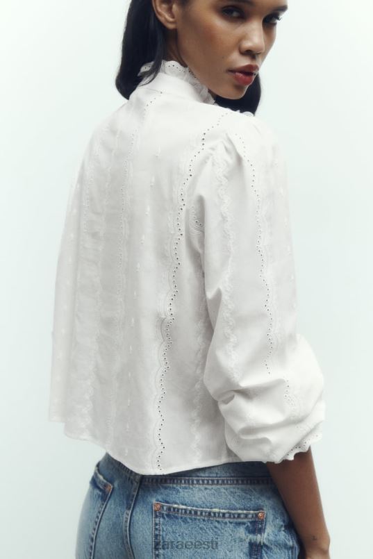 Zara ažuurne tikandiga särk naised valge Riietus 42F0H323