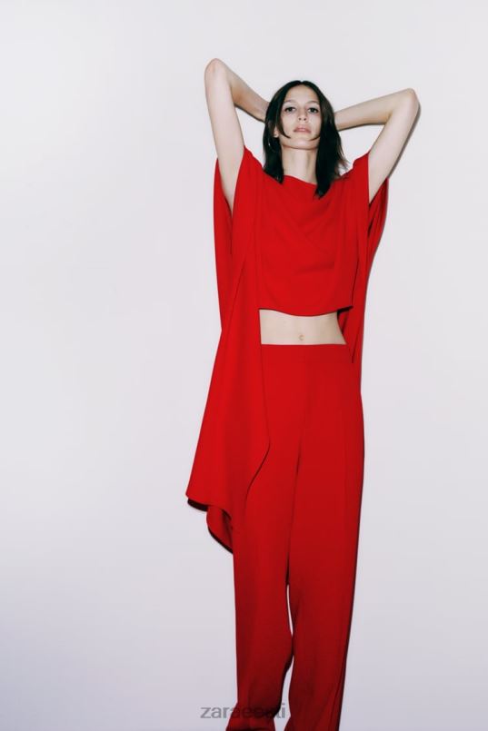 Zara asümmeetriline keep pluus naised erepunane Riietus 42F0H306