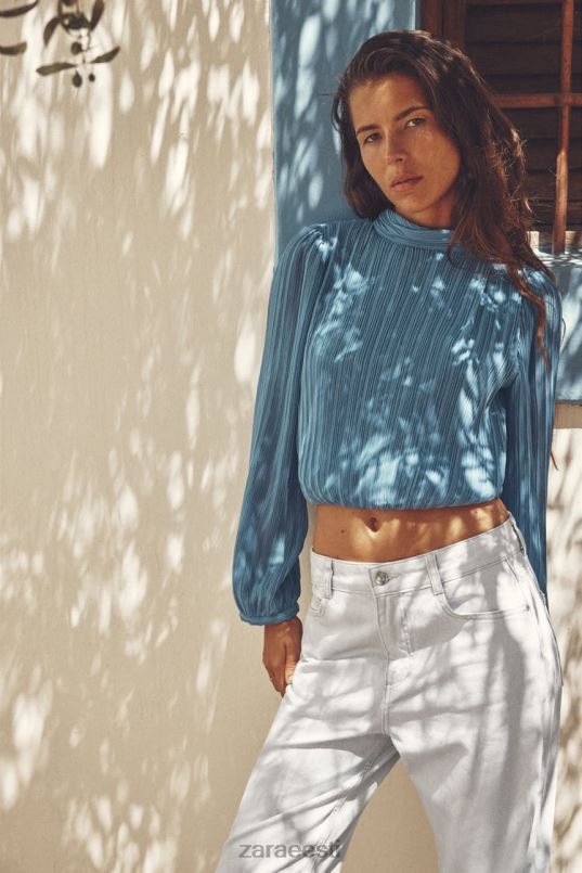 Zara avatud seljaga volditud ülaosa naised keskmine sinine Riietus 42F0H420