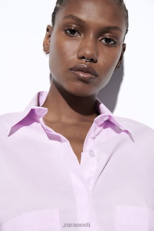 Zara crop poplin särk naised helelilla Riietus 42F0H442