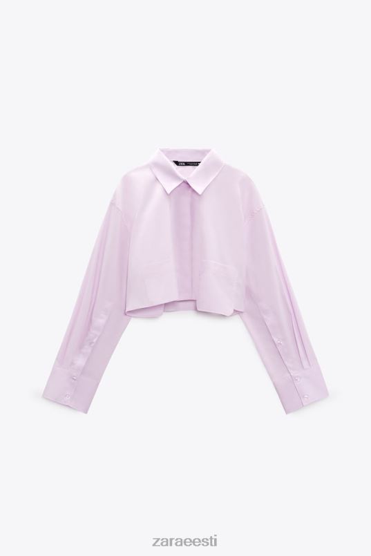 Zara crop poplin särk naised helelilla Riietus 42F0H442