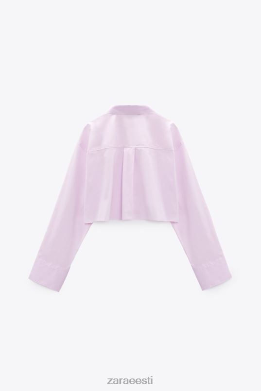 Zara crop poplin särk naised helelilla Riietus 42F0H442