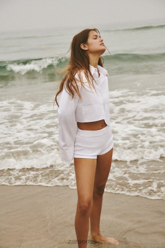 Zara crop poplin särk naised valge Riietus 42F0H414