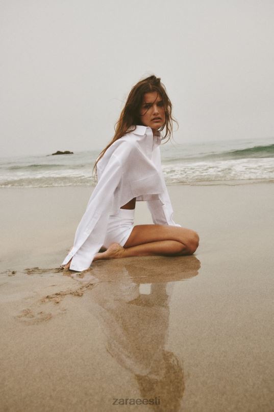 Zara crop poplin särk naised valge Riietus 42F0H414