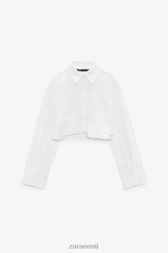 Zara crop poplin särk naised valge Riietus 42F0H414